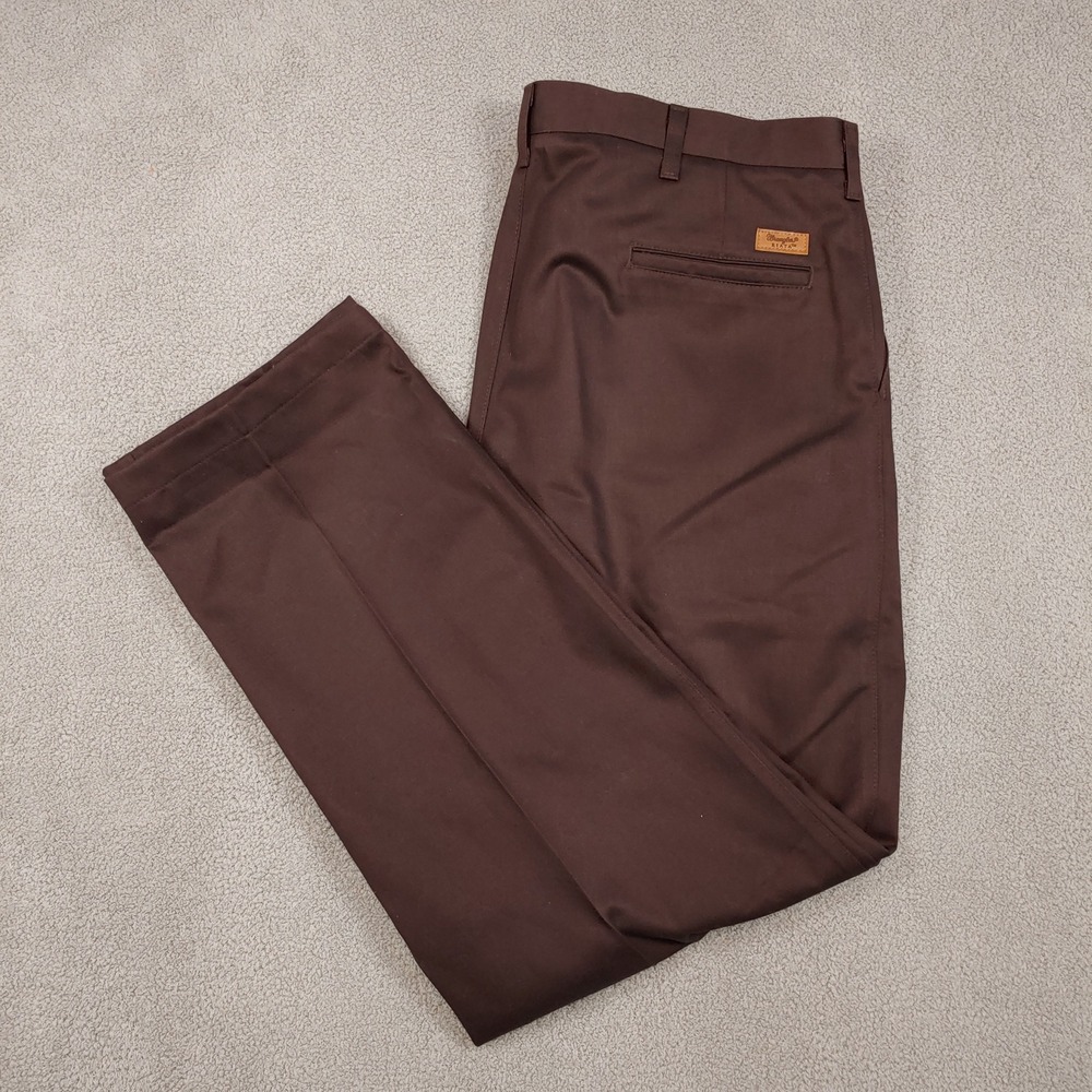 Wrangler Riata Pleated Trousers - Men 38x30.5 Brown Casual Western Work Slacks